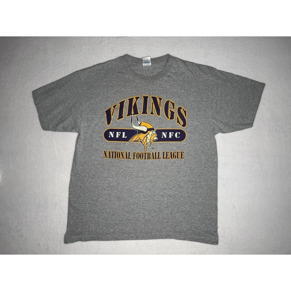 Vintage Sz XL‎ Minnesota Vikings Randy Moss 84 NFL Football Graphic Gray T Shirt